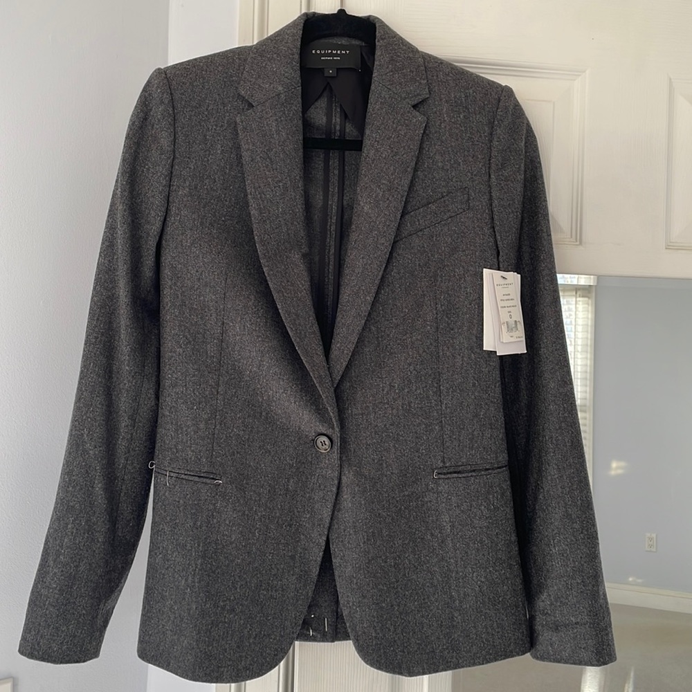 NWT women’s Equipment black wool one-button Jay  blazer size 0, xs